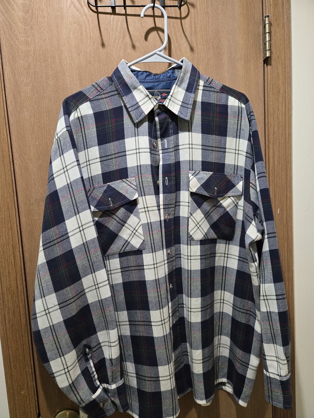 Classic Navy & White Plaid Men's Casual Button-Down Shirt